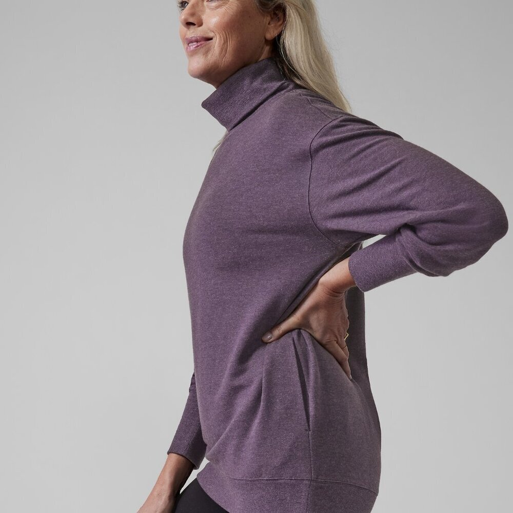 Athleta - Balance Cinch Turtleneck Sweatshirt in Crocus Violet Heather, L - Picture 2 of 11